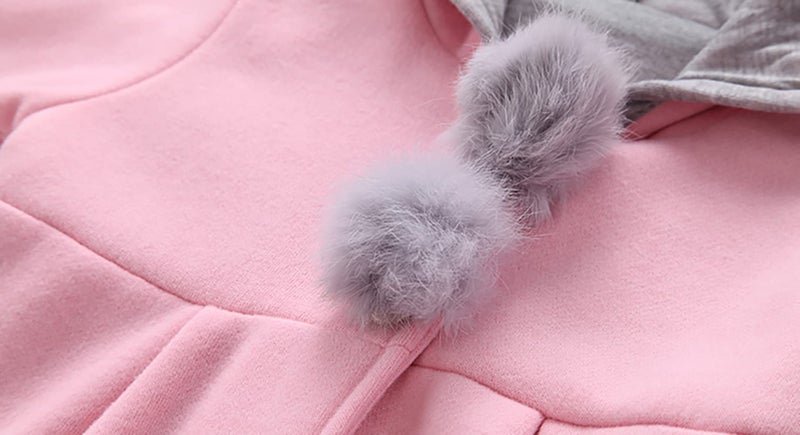 Urtrend Baby Girl's Toddler Winter Coat Jacket Outerwear Ears Hoodie(Tag 8/80,Pink) - Image 5